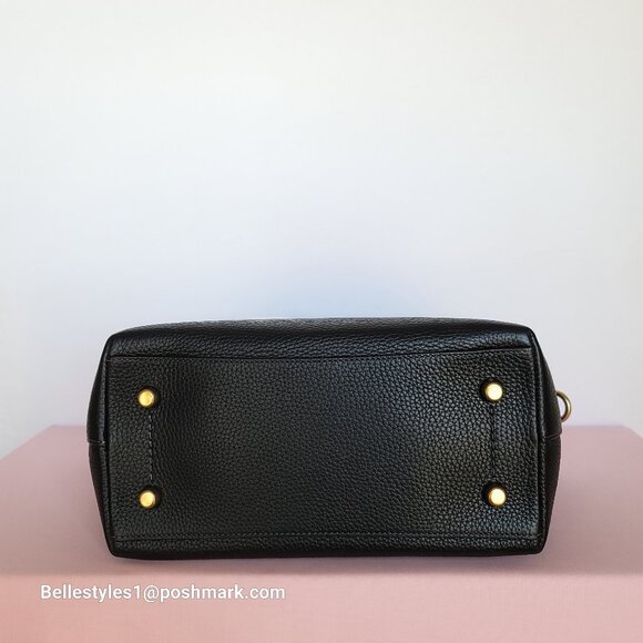 COACH Cara Pebbled Leather Satchel with Crossbody Strap- Black⭐ - Picture 9 of 16